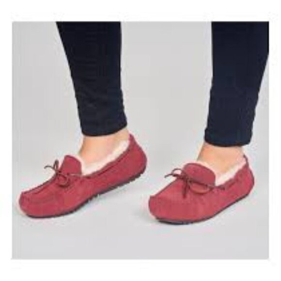 UGG Red Suede Slip-Ons with Cozy Lining Women Size 10 - Picture 2 of 8
